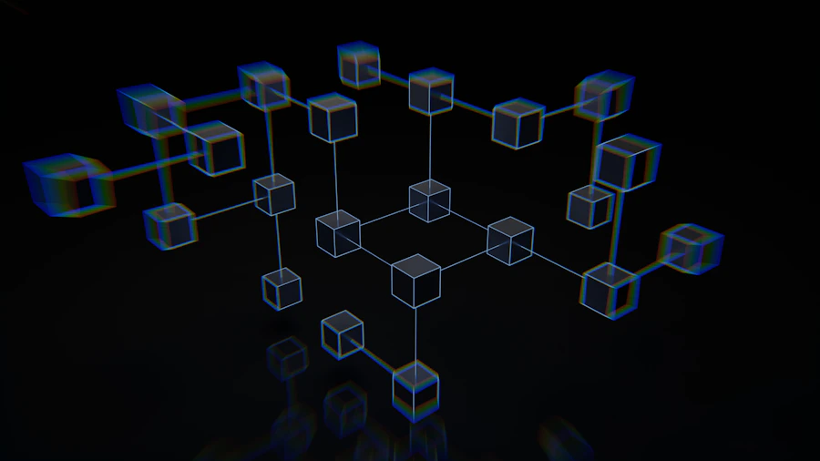 Representação abstrata de uma rede com pontos conectados